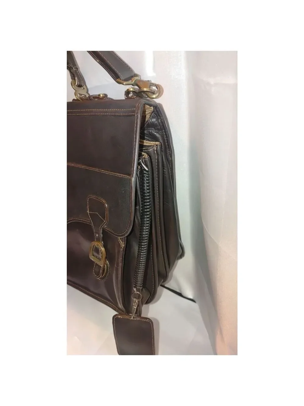 Santa Fe Airline Int.'l DILANA Flapover Brief Leather Satchel